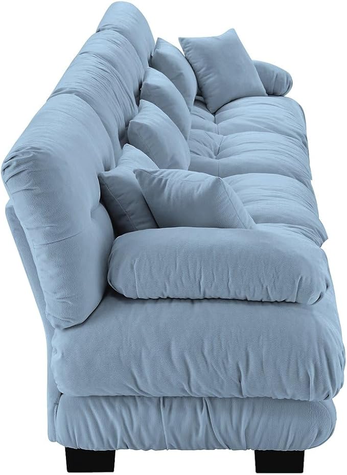 4 Seater Sectional Sofa Modular Deep Seat Sofa Couch Comfy Upholstered Cloud Couch for Living Room Apartment Studio OfficeChenille Blue