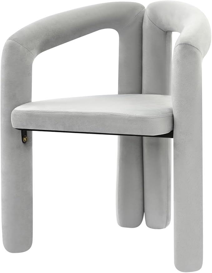 LOYALHEARTDY Gray Vanity Chair Small Accent Chairs Bedroom Chair with Soft Cushion 17.7 Inch Modern Desk Chairs No Wheels Makeup Stool for Dressing Table Salon Dormitory Living Room