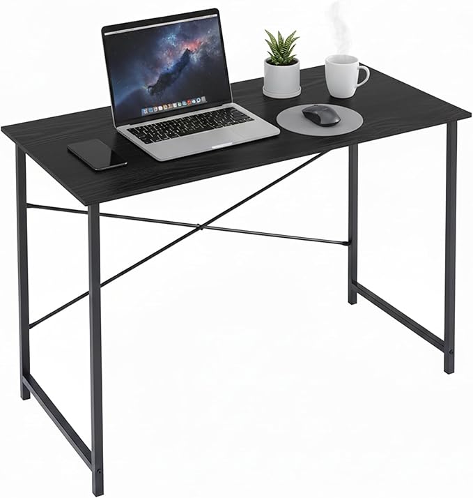 Computer Desk 40 Inch Simple Home Office Desk Study Writing Table Sturdy Metal Frame Scratch-Resistant MDF Desktop for Bedroom Dorm Workspace Small Space Black
