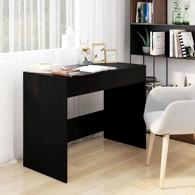 Modern Writing Computer Desk Home Office Desk Writing Study Table PC Desk Workstation for Bedroom Black 39.8x19.7x30.1 Engineered Wood(L)
