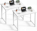 DUMOS 32 in Small Computer Desk for Home Office Modern Study Work Table Simple Style for Bedroom Writing Desks with X-Shaped Reinforcement 2 Pack White