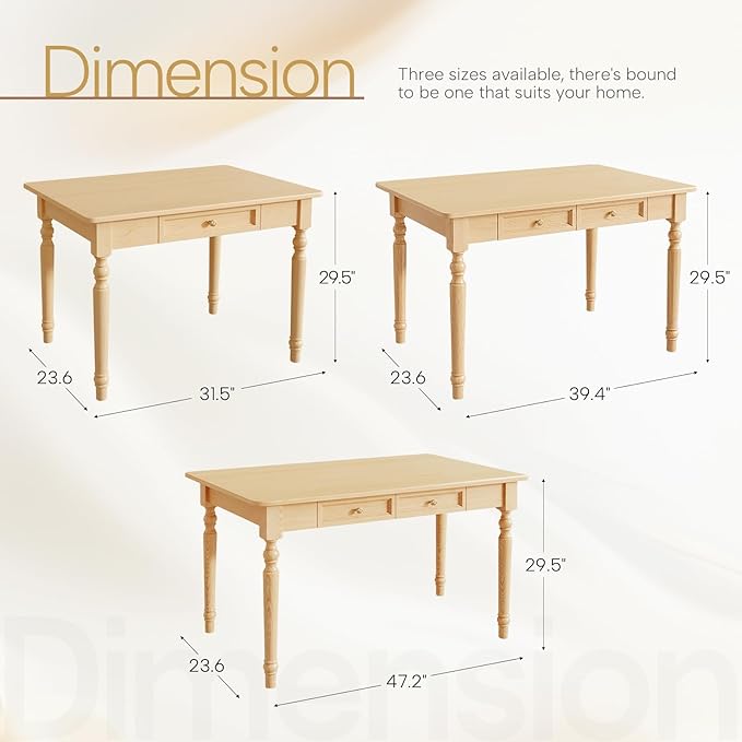Mid Century Modern Solid Wood Desk with Drawers31.5'' Small Computer Desk for Small SpacesWriting Desk for Home OfficeEscritorios para Cuartos