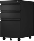 Anwick 3 Drawer Mobile File Cabinet Under Desk Fully Assembled Except Casters fits Letter/Legal/A4 Size for Home Office (Black 3-Drawer)