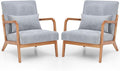 Rovibek Striped Accent Chair Set of 2 - Modern Accent Chairs with Lumbar Pillow Comfortable Reading Chair for Bedroom with 4.7in Thick Cushion Small Living Room Chairs for Small Spaces