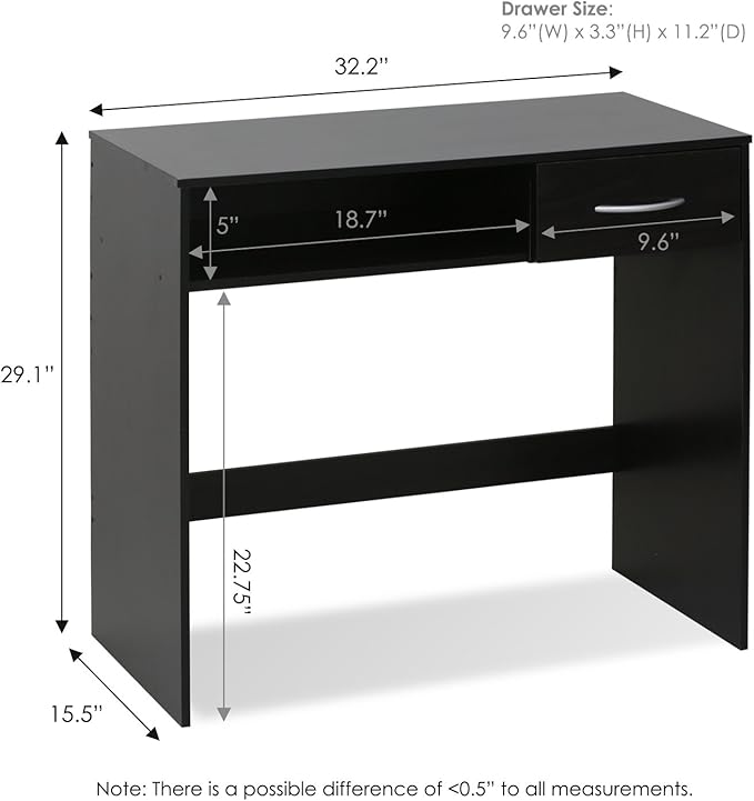 FURINNO JAYA Computer Study Desk with Drawer Brown