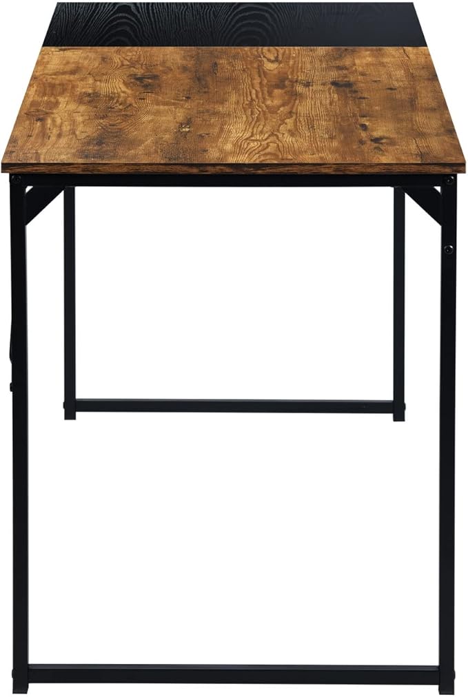 Homy Casa Industrial Computer Desk 39.4 Writing Table with Vintage Black Top Black Metal Frame Modern Home Office Workstation