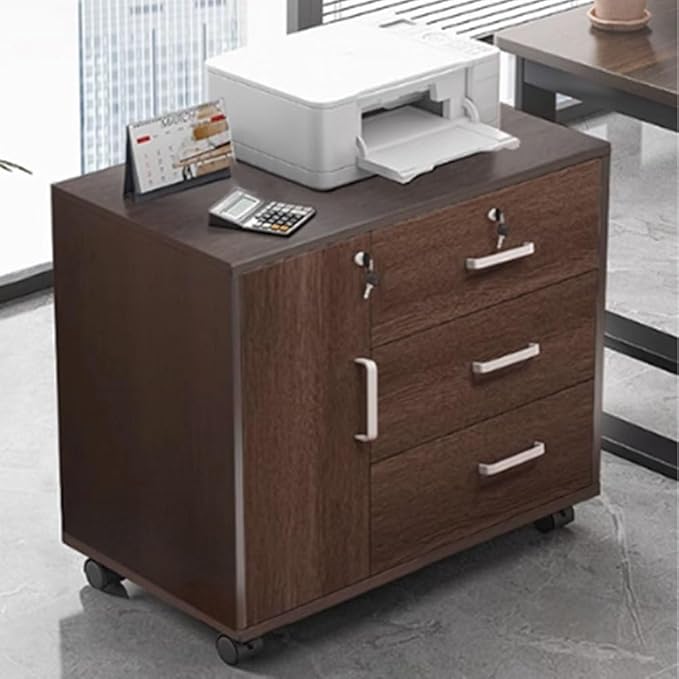 Modern Mobile File Cabinet Furniture Stockpile Matériau MDF Printer Stand for Home Office Commercial-Grade (White 60x37x57cm)