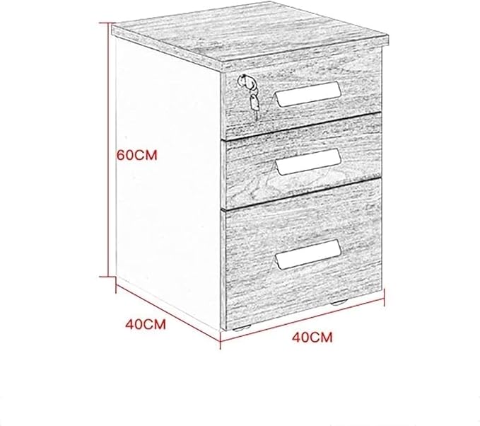 Mobile Wooden File Cabinet with Lock - Floor-Standing Storage Solution for Office and Home(E)