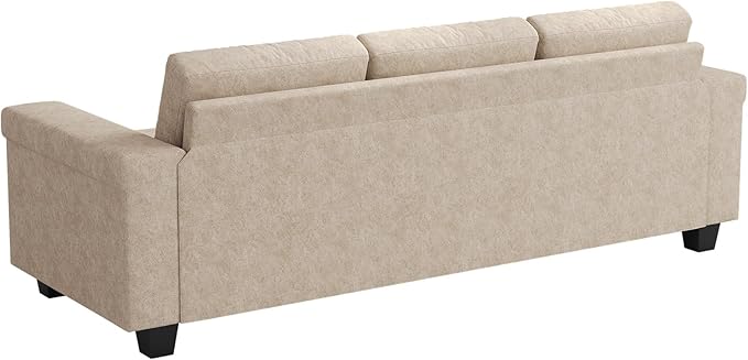 3 Seater Sofa Couch with Deep Seat 90 Modern Upholstered Sofa with Armrests Easy Installation Comfy Couches for Living Room Apartment Beige