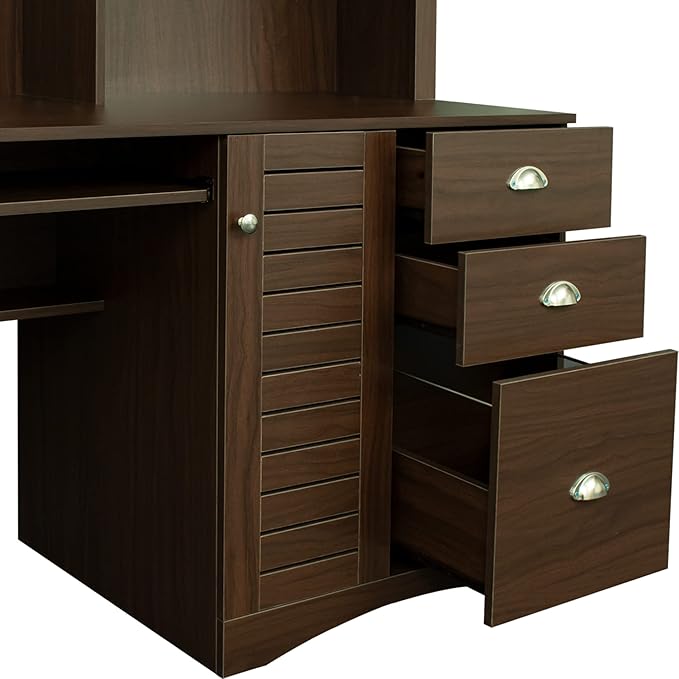 Home Office Computer Desk with HutchWalnut