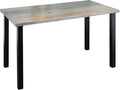 PIPE DECOR Riverstone Grey Solid Wood Rustic 48” Desk with (4) 28” Matte Black Metal Legs Industrial Desk for Home Office
