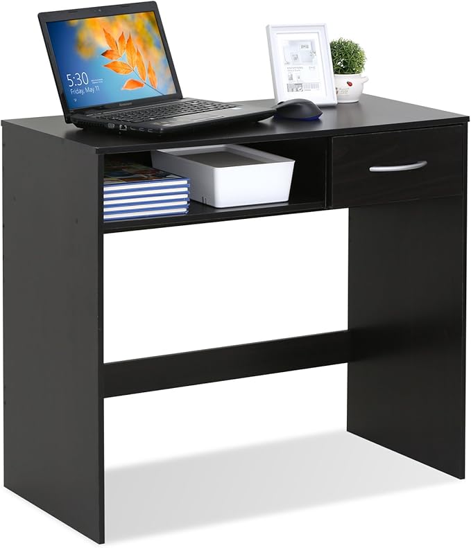 FURINNO JAYA Computer Study Desk with Drawer Brown