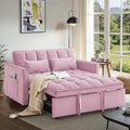 3 In 1 Velvet Convertible Sofa Bed Pull Out Couch Bed with Reclining Backrest And 2 Pillows 54 Full Size Loveseat Sleeper Sofa Futon Couch Bed Couches For Small Spaces Living Room (Pink)