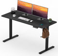 Adjustable Stand Up Desk with Memory Preset Standing Desks 55 x 24 Inch Electric Home Office Desk Computer Workstation Splice Black Top + Black Frame
