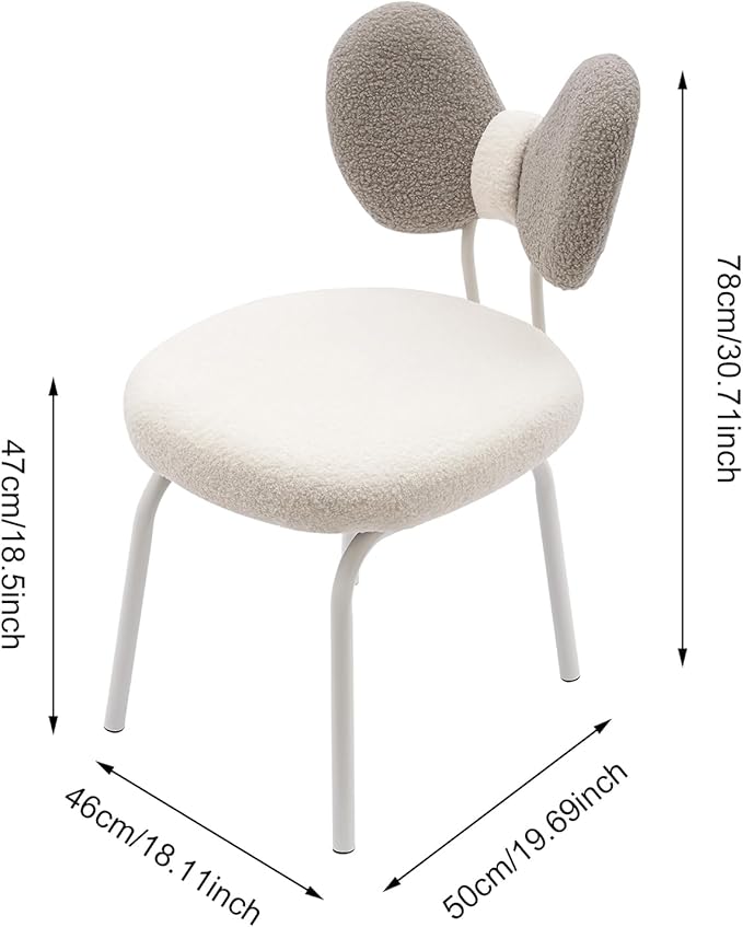 Makeup Vanity Chair Velvet Vanity Stool with Back Armless Vanity Chair for Makeup Room Dressing Chair Side Table Seat Lounge Dresser Chair for Bedroom Home Living Room