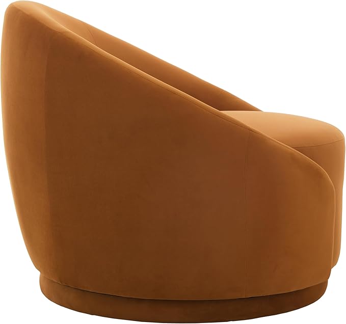 UIXE Swivel Accent Chair Velvet Barrel Chair Upholstered Arm Chair for Living Room Modern Round Club Chair with Turntable Base - Orange Set of 1