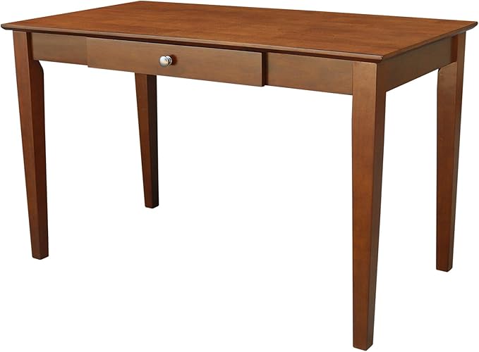 IC International Concepts Writing Desk With Drawer Solid Wood Real Parawood 48 W x 26 D x 30 H Easy Assembly Espresso