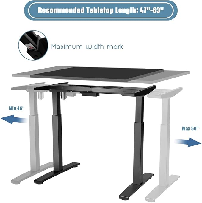 Tangkula Electric Standing Desk Frame Height &amp Width Adjustable Motorized Sit Stand Desk Base Ergonomic Single Motor Stand Up Workstation w/Memory Controller Standing Desk Legs