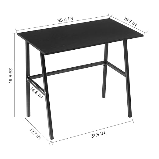 Alecono Small Computer Desk 35'' Kids Writing Desk for Small Space Simple Home Workstation Office Tiny Desk Student Study PC Gaming Table with Metal Frame for Bedroom Black (X002EYTOCB)