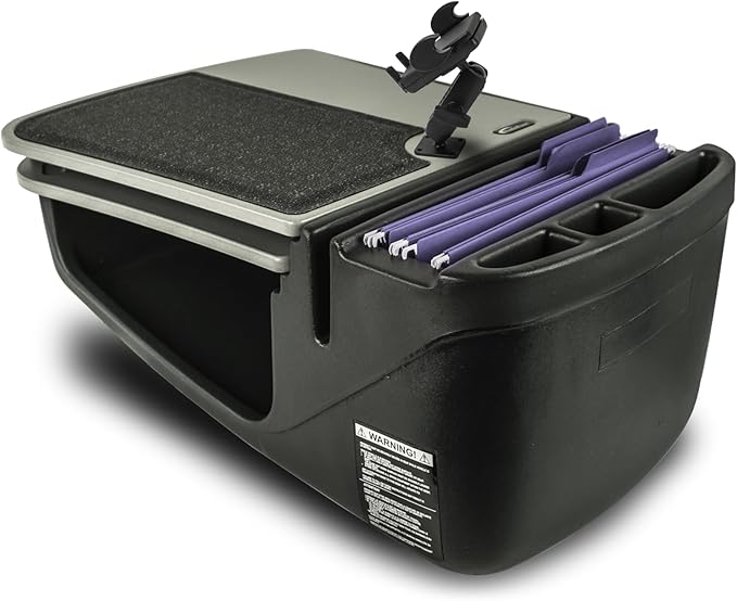 AutoExec GripMaster Car Desk for Your Vehicle Workstation and Mobile Office Grey with 400 watt Power Inverter and Phone Mount
