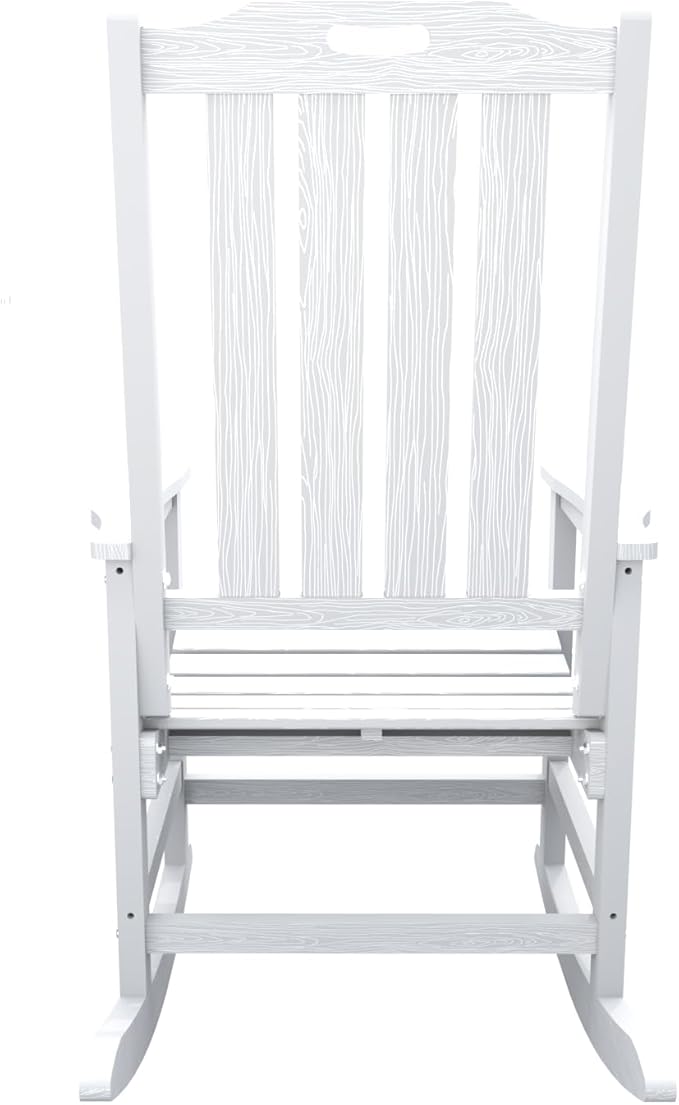 Oversized Rocking Chair Set of 4 Outdoor Rocking Chair for Adults All Weather Resistant Porch Rocker for Lawn Garden White
