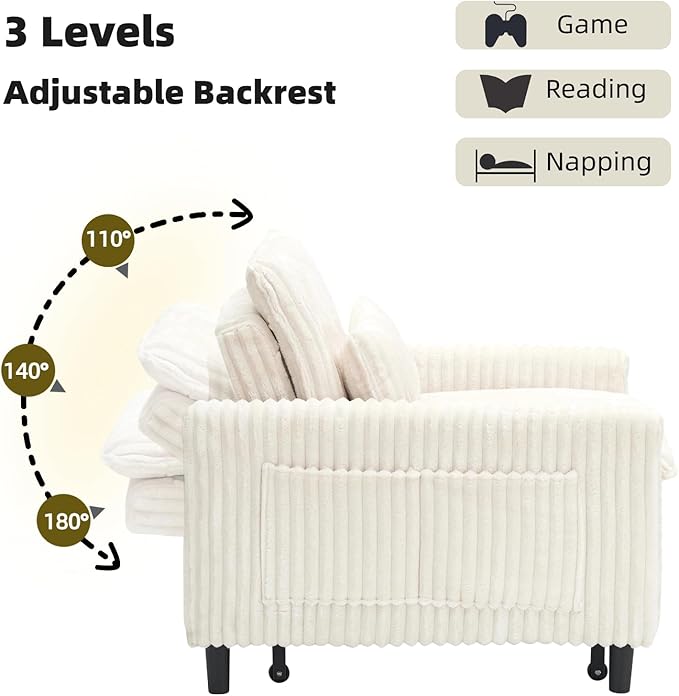 32 Wide Convertible Sleeper Chair3-in-1Pull Out Single Sofa Bed with Adjustable Backrest &amp Side Storage Pocket | Space-Saving Couch for Small Spaces Living Room &amp Bedroom (Beige)