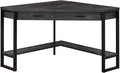 Pemberly Row Corner Computer Desk 42 W x 42 D x 30 H Black Reclaimed Wood Finish with Metal Frame 1 Drawer and Bottom Shelf Traditional Style Home Office Desk for Laptop or Workstation Use