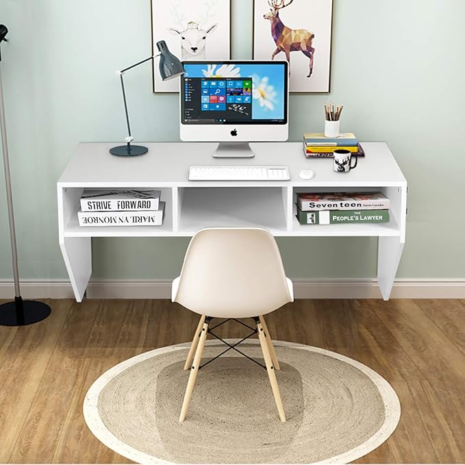 BestComfort Wall Mounted Desk Hutch 41.5inch Floating Laptop Table Writing Desk Home Office Workstation Hanging Computer Desk Modern Floating Console Media Storage Cabinet