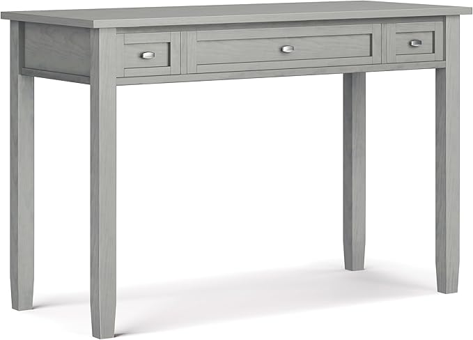 SIMPLIHOME Warm Shaker Desk - 48 Inch Wide Solid Wood Writing Desk in Fog Grey Transitional Home Office Computer Table for Workspace or Study with Flip-Down Keyboard Tray and 2 Drawers