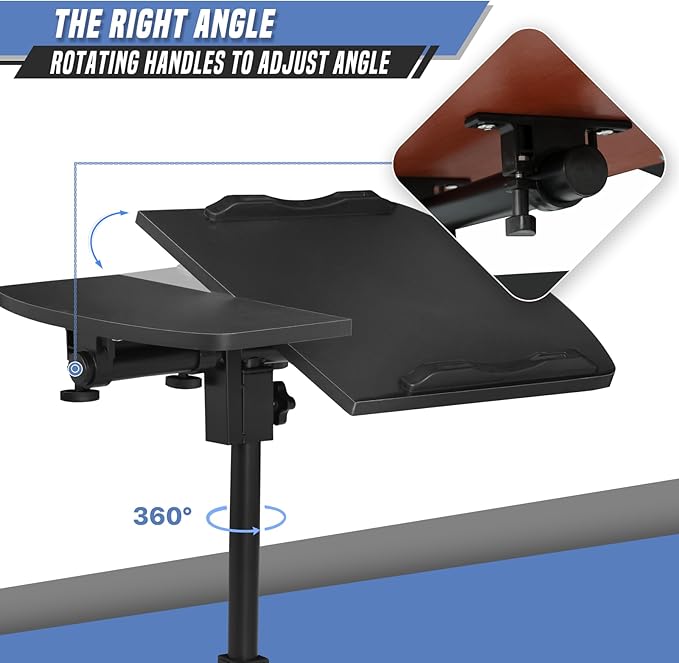 Mobile Laptop Desk Standing Desk Height Adjustable Rolling Table Bed Side Laptop Table with 2 Tilting Desktops and Wheels 360° Rotatable Computer Workstation for Office Home and Hospital Black
