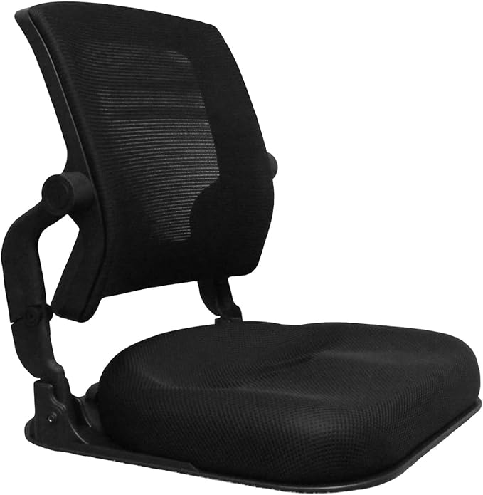 Patented Floor Chair with Back Support - Foldable Orthopedic Floor Chair for Adults/Children - Japanese Legless Seat for Meditation TV Pelvic Adjustment - Recliner with Back Support (Black)