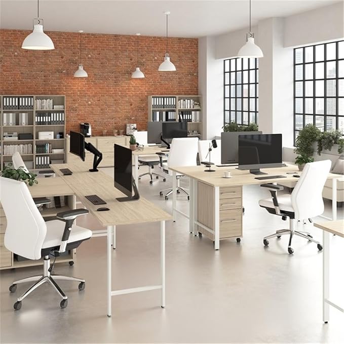 Bush Business Furniture Hustle 48W x 24D Computer Desk with Metal Legs in Natural Elm Modular Office Table for Home and Professional Workspace