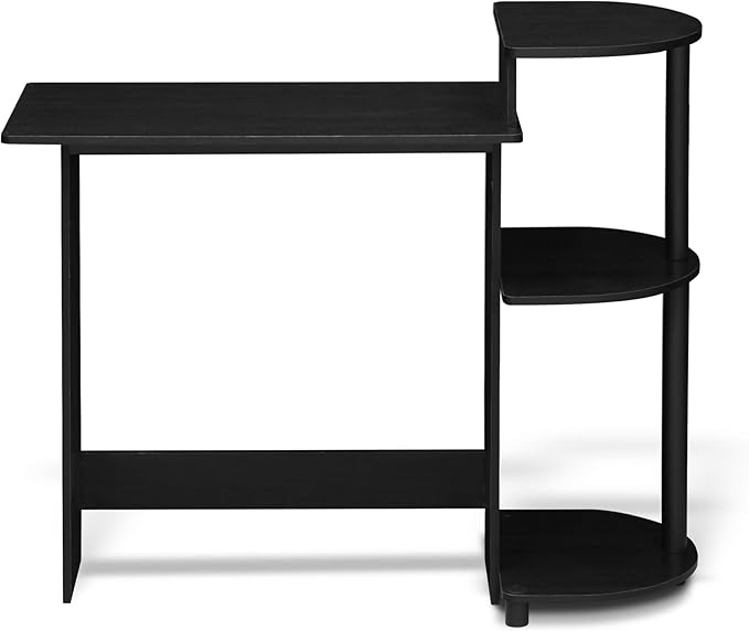 Furinno COMPACT Desk 28.5 Wide Gaming Desk with Shelves Computer Desk with Book Shelf Office Desk for Home Office Study Room Dorm Bedroom Americano