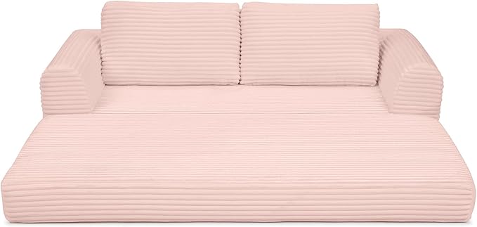 Foldable Boneless Love Seat Couches in a Box Modern Floor Foam Sleeper Sofa Bed 2-in-1 Convertible Cloud Sofa for Home Apartments Bedroom