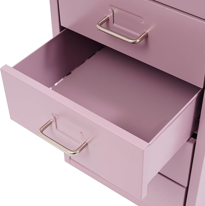 6 Drawers Mobile File Cabinet Rolling Vertical Filing Cabinet Under Desk Storage Organization 16 D x 11 W x 27 H (Purple)