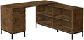 Monarch Specialties I 7490 Computer Desk Home Office Corner Storage Drawers 60 L L Shape Work Laptop Metal Laminate Brown Black Contemporary Modern