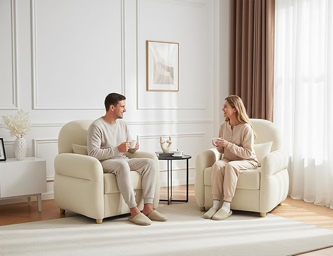 Modern Accent Chairs for Living Room Comfy Chenille Armchairs with Storage Single Reading Chairs for Bedroom Study Room Apartment Tool Free Assembly Beige