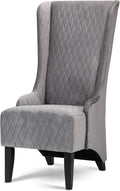 HomVent 1PCS Chair with Super High Wing-Back Velvet/PU Leather Upholstered Armless Throne Chair with Diamond Lattice Design Retro Elegant Side Chair for Living RoomKitchen