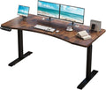 63 Curve Electric Standing Desk Adjustable Height Brown Seated Stand up Computer Desks for Work Office Home Ergonomic Lift-up Gaming Tables with Wheels &amp Splice Board &amp USB (Rustic Brown/63
