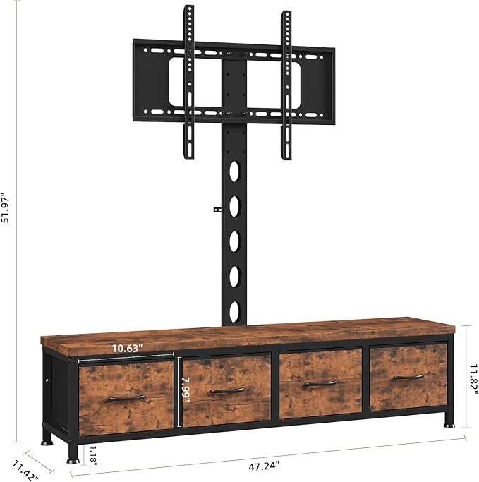 TV Stand with Mount &amp 4 Drawers Entertainment Center up to 75 inch TV Modern Media Console Fabric Dresser TV Stand for Living Room Bedroom