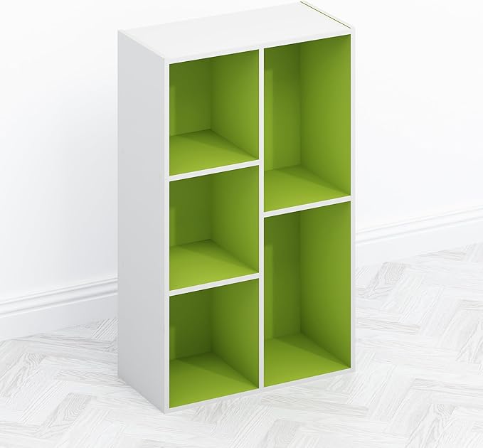 Furinno TOMI TV Stand 5-Cube Entertainment Center with Open Shelf Reversible TV Console for Living Room Bedroom Home Office Green