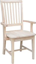 International Concepts Mission Side Chair with Arms Solid Parawood Unfinished
