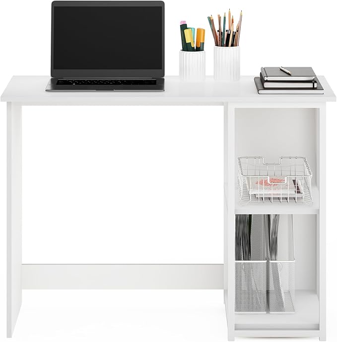 Furinno Camnus Modern Living Computer Desk 40 Inch Solid White/White