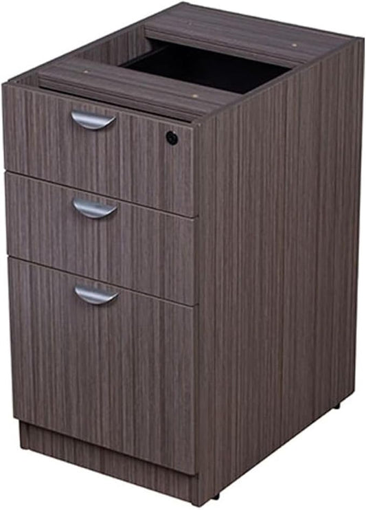 Driftwood Laminate Deluxe Locking Pedestal Two Box Drawers File Cabinet Desk Thermal Fused Melamine Construction with 3mm PVC Edge Banding Scratch Resistant Finish Contemporary Design