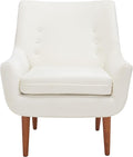 SAFAVIEH Home Collection Amina Mid-Century Modern Cream Velvet Accent Chair