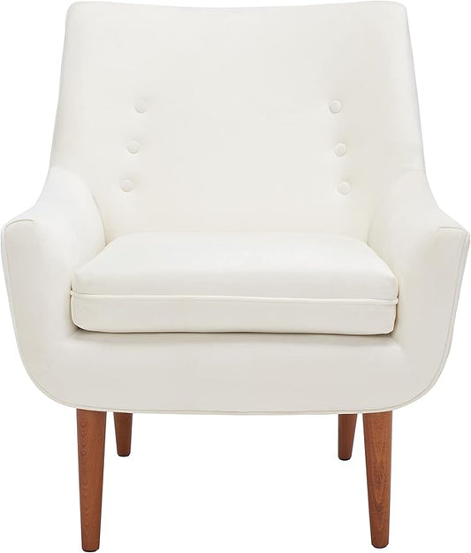 SAFAVIEH Home Collection Amina Mid-Century Modern Cream Velvet Accent Chair