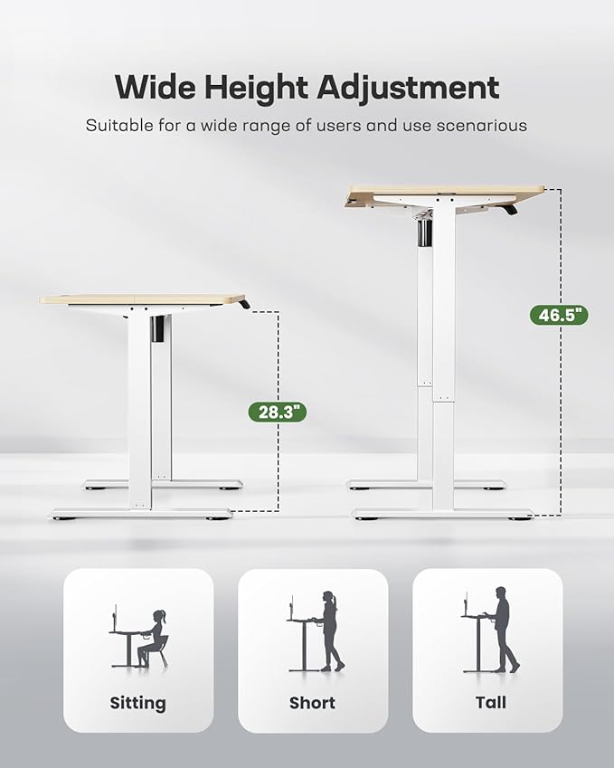 Marsail Standing Desk Adjustable Height Stand up Home Office Desk‎ 48x24 Inch Electric Standing Computer Desk with 4 Memory Presets Headphone Hook Cable Organizer Maple