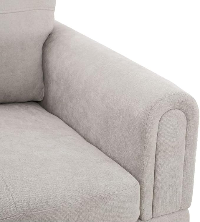 Grey White L-Shaped 3-Piece Flannel Sofa with Storage Ottoman Set Sectional Couch Sofa Set for Living Room Office Small Space