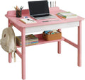 Solid Wood Study Desk &amp Home Office Writing Table with Drawers 31 Vintage Mid Century Modern Computer Desk Home Office Workstation for Bedroom Small Spaces Apartment(Pink31.5 Inch Wide)