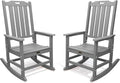 Oversized Rocking Chair Set of 2 Outdoor Rocking Chair for Adults All Weather Resistant Porch Rocker for Lawn Garden Grey